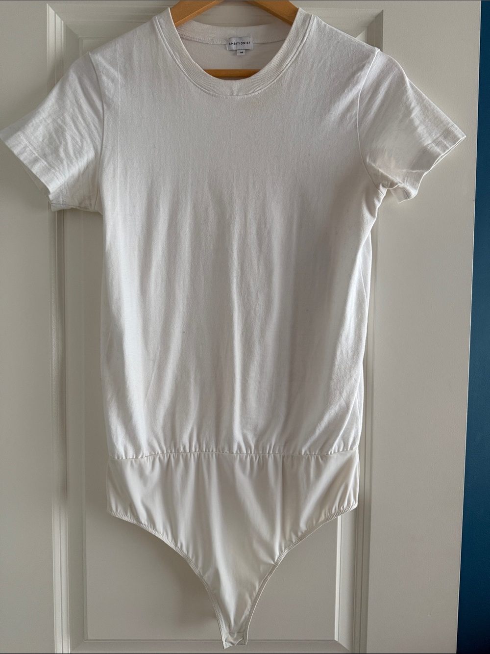 Ambitionist White Short-Sleeve Bodysuit with Snap Bottom